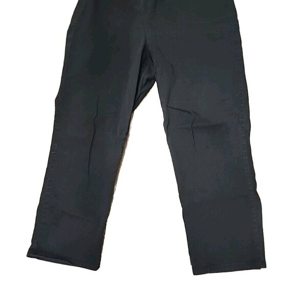 Denim & Co. Pants Black Woven Back Elastic Waist Pockets Straight Leg Women's PL - Picture 3 of 11